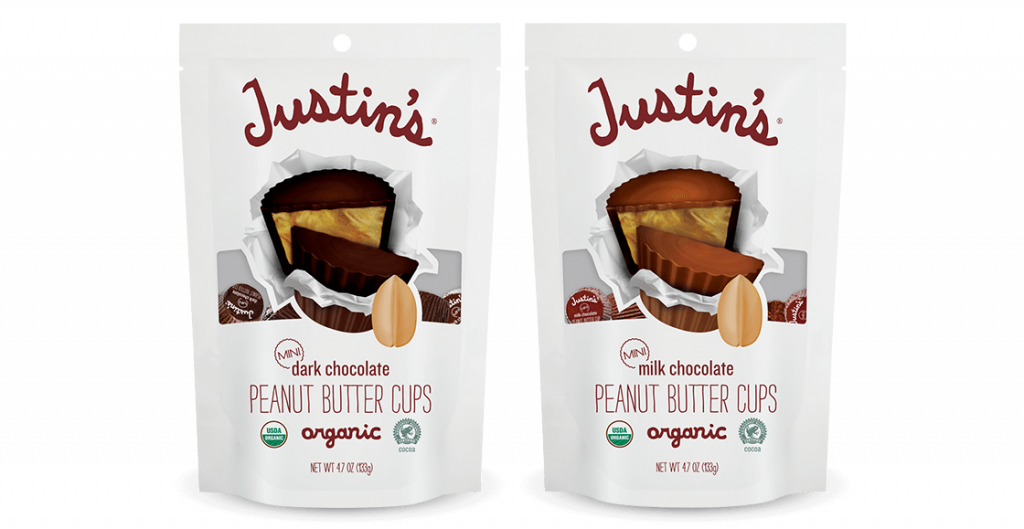 Justin's Dark Chocolate Peanut Butter Cup Minis and Milk Chocolate Peanut Butter Cups Minis