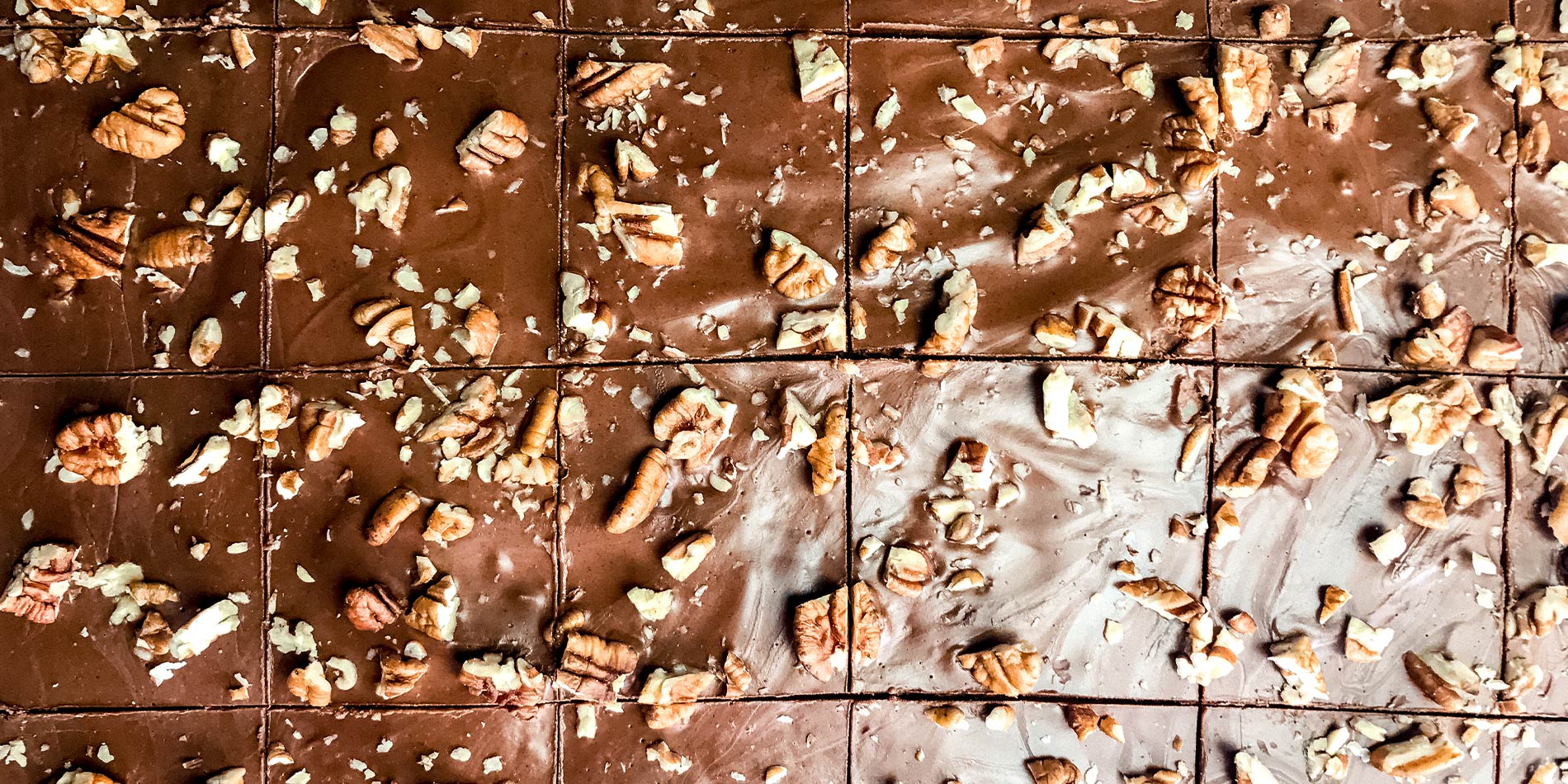 Raw Chocolate Hazelnut Superfood Fudge Brownies cut into 24 square pieces to fit entirely into the picture dimensions