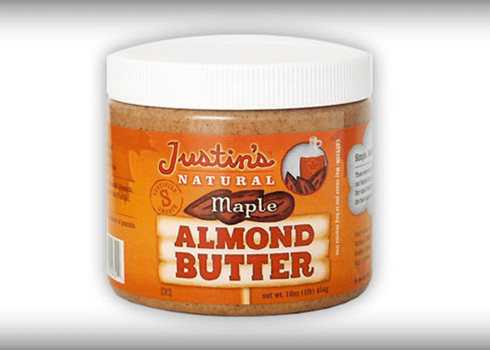 Old packaging of Justin's Natural Maple Almond Butter jar 16 oz