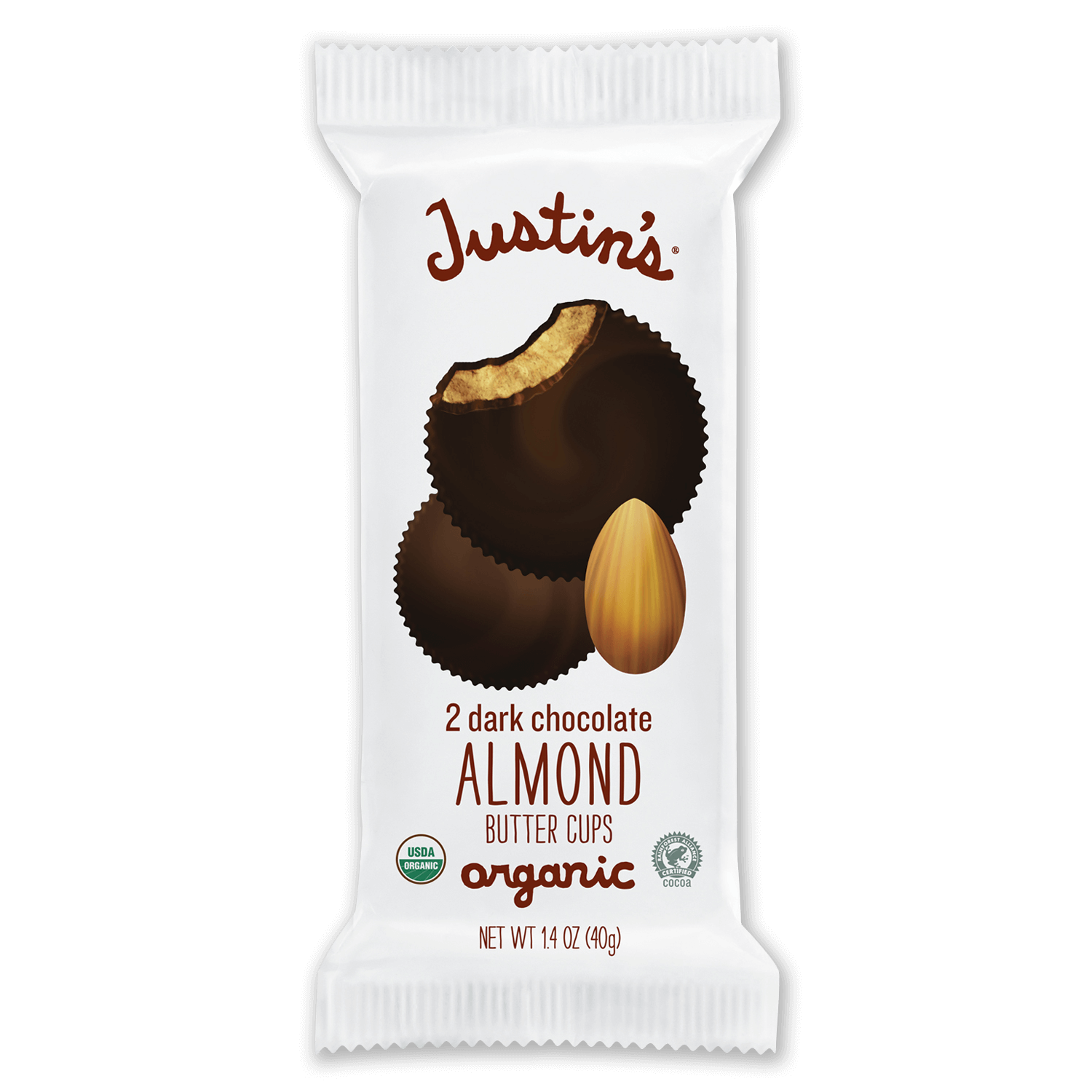Justin's Dark Chocolate Almond Butter Cups 2-piece packages 1.4 oz.