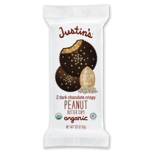 Justin's Dark Chocolate Crispy Peanut Butter Cups 2-piece packages 1.32 oz.