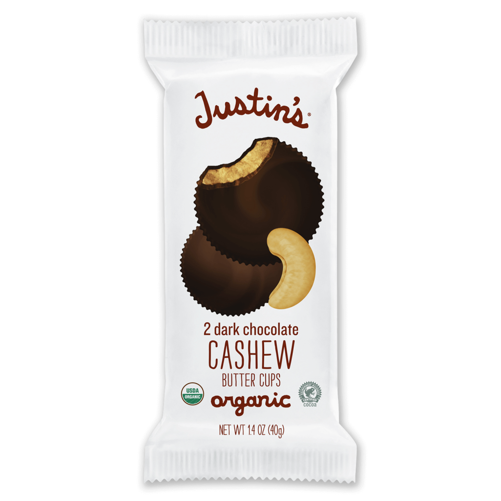 Justin's Dark Chocolate Cashew Butter Cups 2-piece packages 1.4 oz.