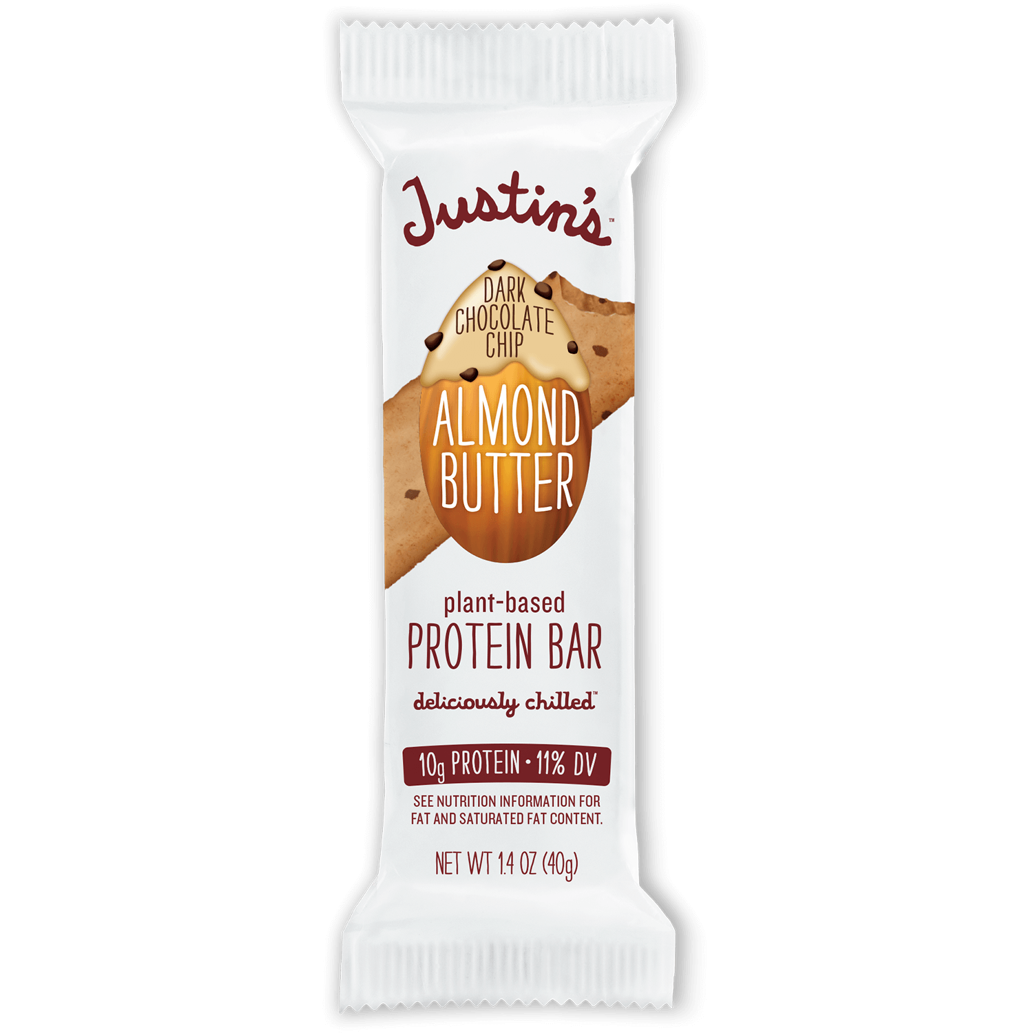 Justin's Dark Chocolate Chip Almond Butter plant-based Protein Bar 1.4 oz