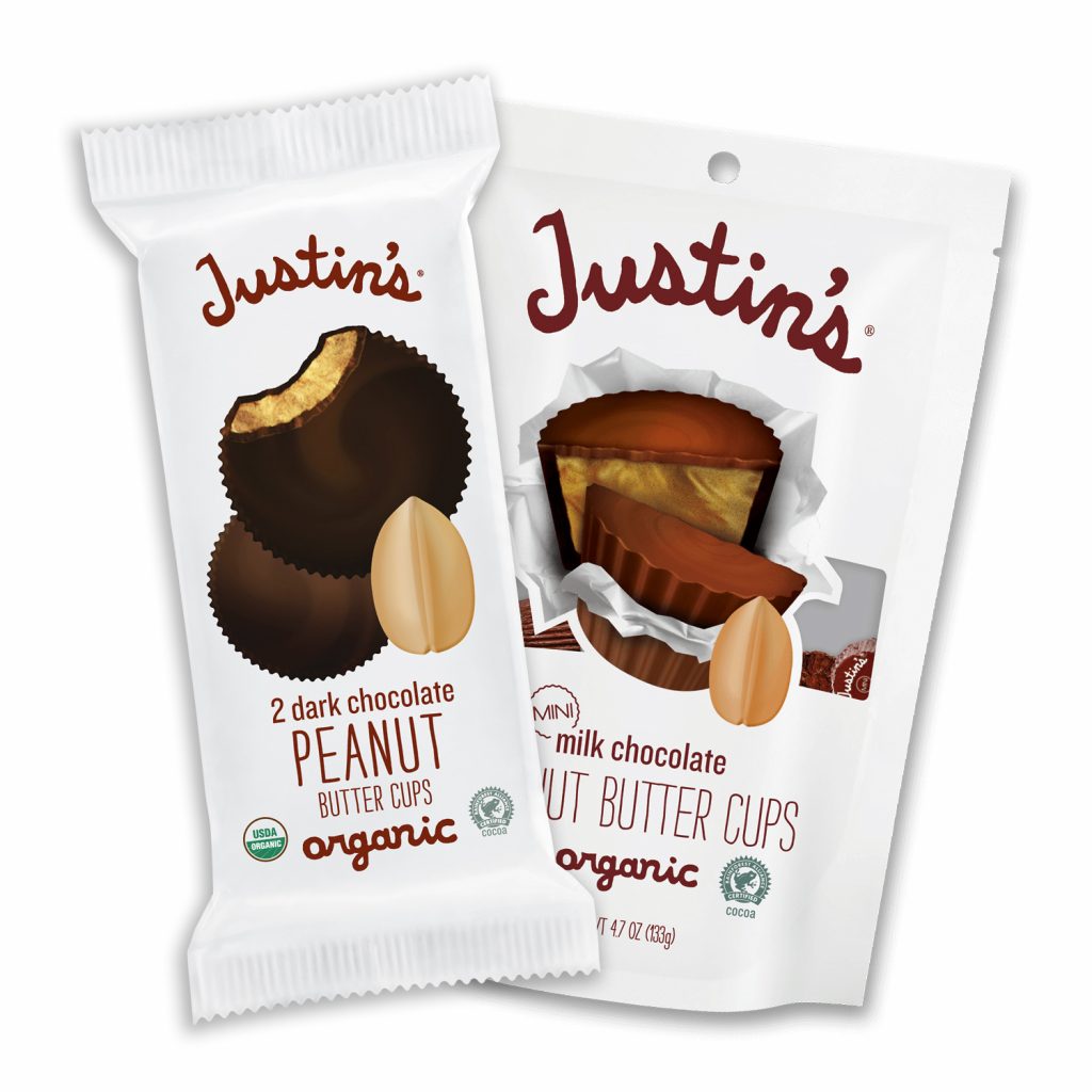 Justin's Dark Chocolate Peanut Butter Cups and Milk Chocolate Peanut Butter Minis