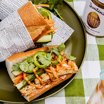 tofu bahn mi with almond sriracha aioli
