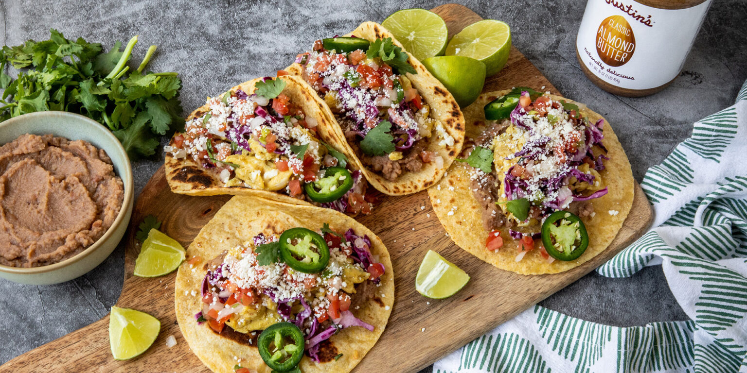 BREAKFAST TACOS WITH ALMOND BUTTER REFRIED BEANS - Justins