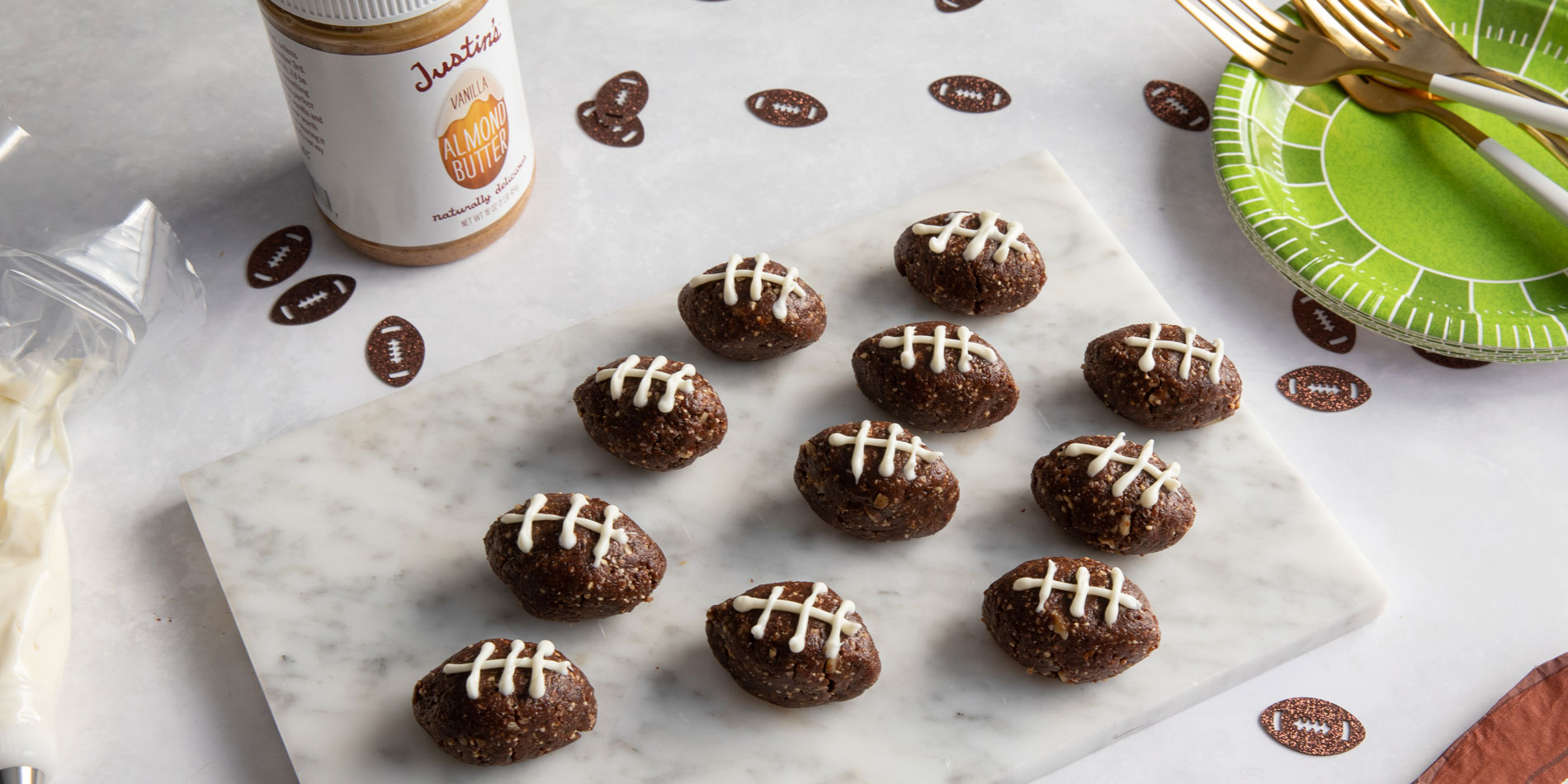 Raw Brownie Football Bites