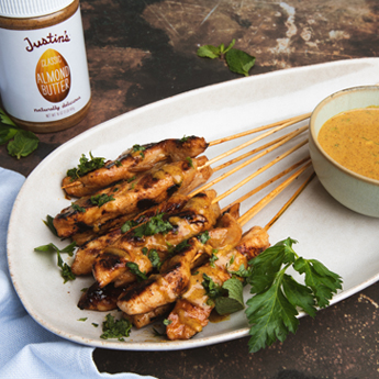 Justins chicken satay with curried almond butter sauce